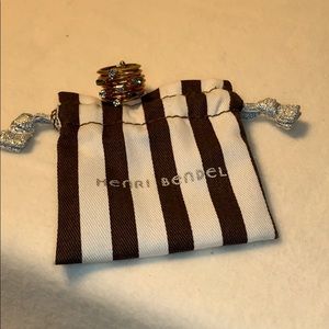 Henri Bendel gold/aquamarine stack ring